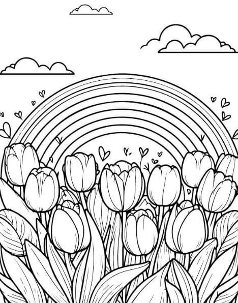 tranh hoa tulip giúp bé thư giãn