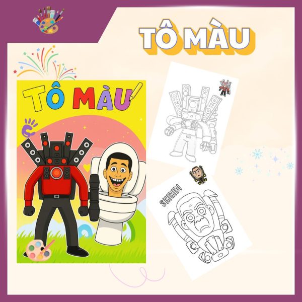Tranh tô màu Skibidi Toilet siêu trí tưởng tượng