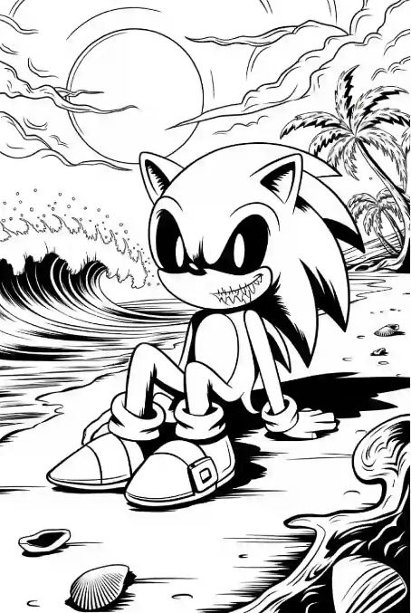 Bé vẽ sonic exe qua tranh tô màu