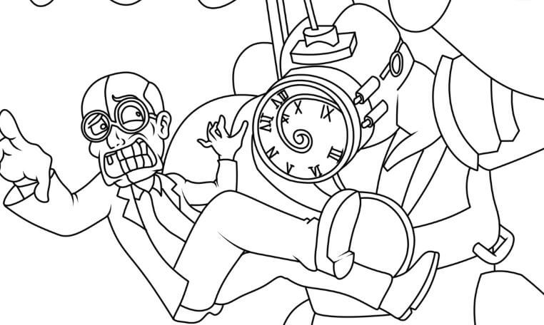 Tải tranh tô màu Clock Man miễn phí