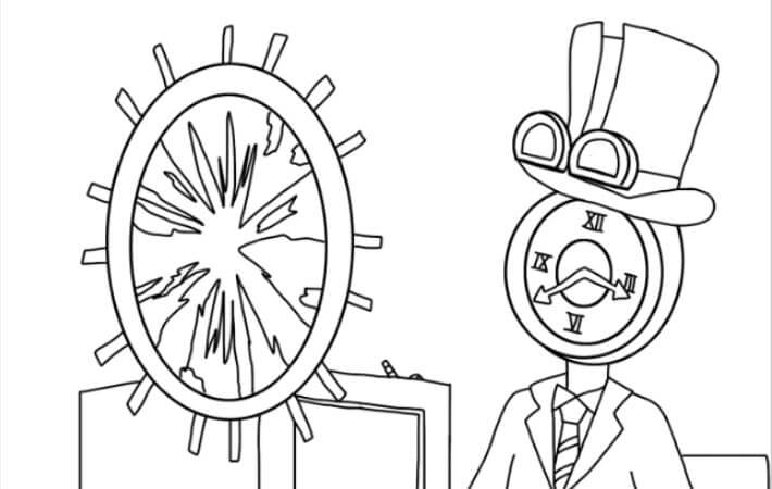 Tranh tô màu Clock Man – Cực chất, cực vui