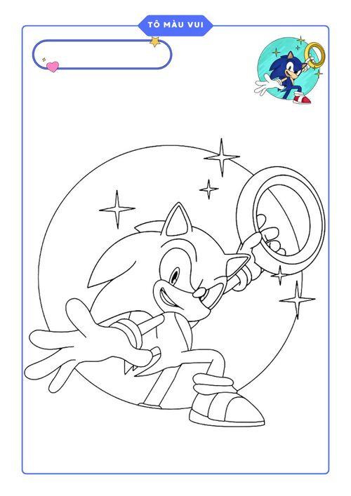 Tranh tô màu Sonic dễ tô dành cho bé mới bắt đầu