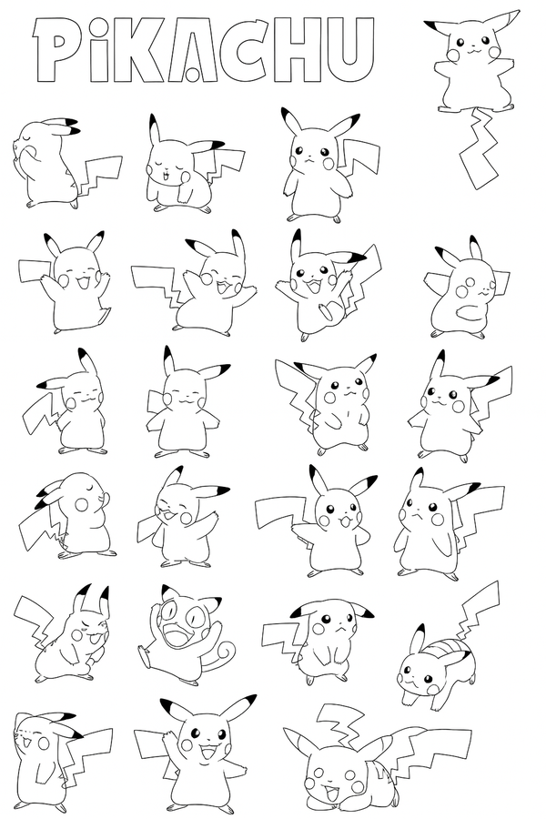 Bé mê mẩn tranh tô màu Pikachu