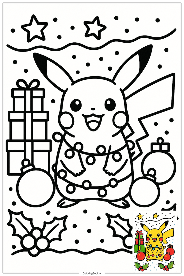 Hình tô màu Pikachu có mẫu cho bé