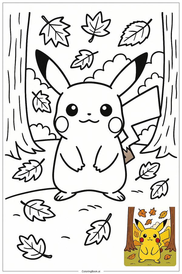 Tô màu Pikachu trong rừng