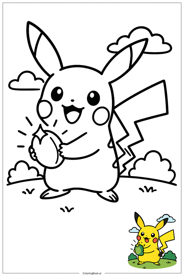 Tranh tô màu Pikachu được nhiều bạn nhỏ yêu thích