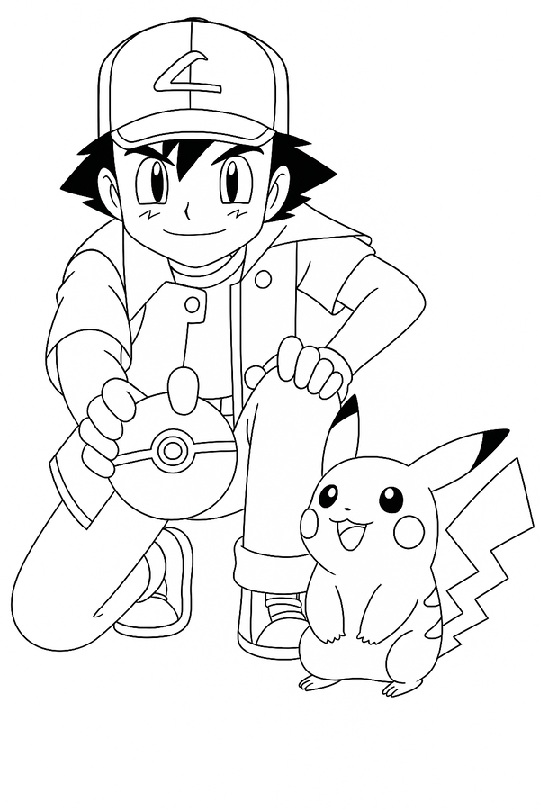 tranh tô màu Pikachu đẹp dễ thương