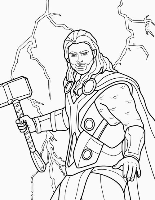 Tranh tô màu Thor trong Marvel