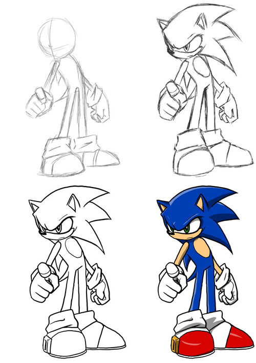 Hướng dẫn chi tiết cả vẽ và tô màu sonic