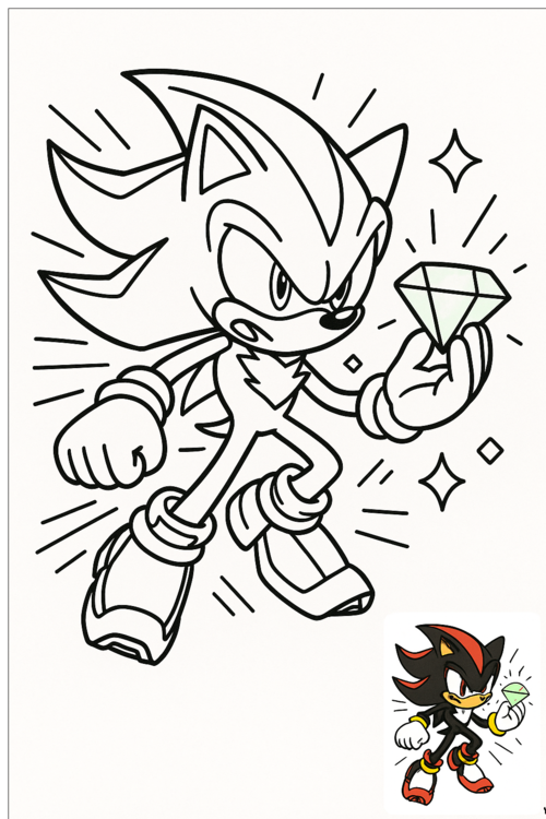 Hình vẽ tô màu Sonic rõ nét, dễ tô cho mọi độ tuổi