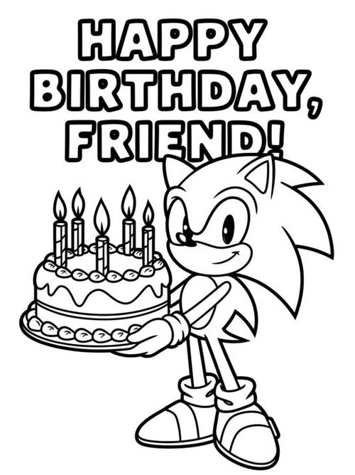 Tranh tô màu Sonic chúc mừng sinh nhật