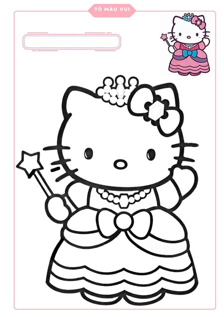 Tranh tô màu Hello Kitty đơn giản cho bé