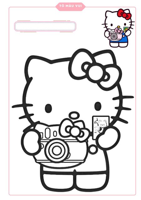 Tranh tô màu Hello Kitty đáng yêu
