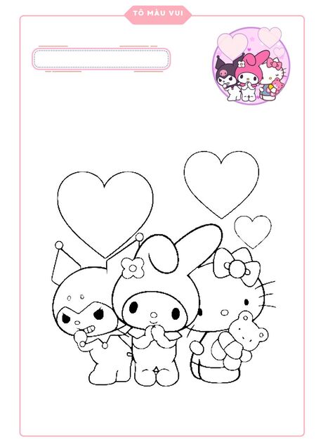 Tranh tô màu Hello Kitty và những người bạn