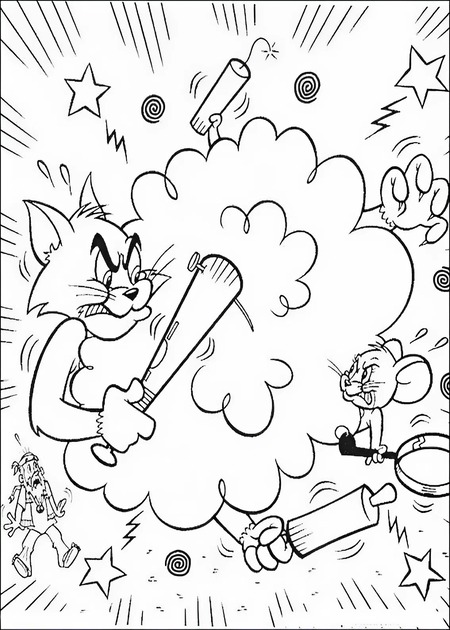 Tranh tô màu Tom and Jerry đại chiến