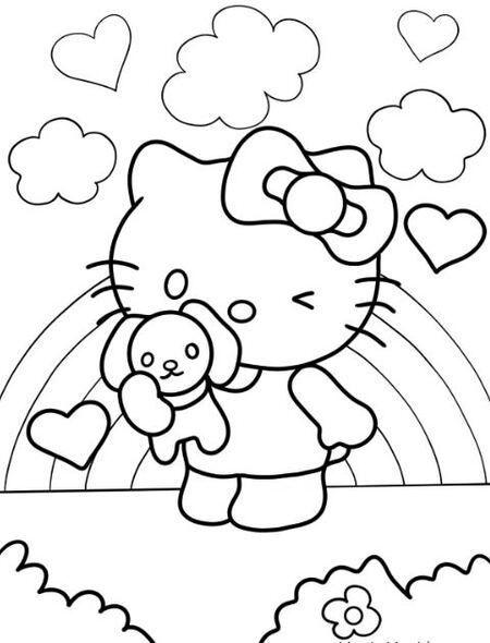 Tranh tô màu Hello Kitty cho bé gái