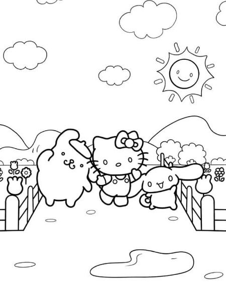 Tranh tô màu Hello Kitty cho giờ giải trí