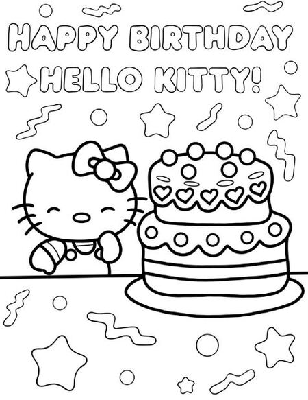 Tô màu sinh nhật của Hello kitty nào
