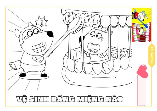 Tranh tô màu Wolfoo dễ thương cho bé tập tô