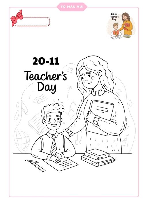 Tranh tô màu ngày Nhà giáo Việt Nam 20/11 cho bé