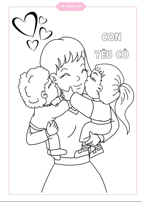 Tranh tô màu 20/11 đơn giản