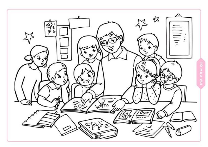 Tranh tô màu ngày Nhà giáo Việt Nam đầy cảm xúc