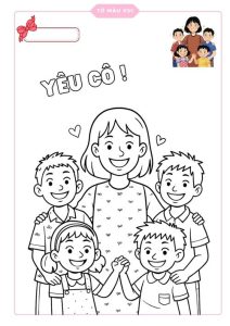 Tranh tô màu 20/11 giúp bé bày tỏ yêu thương