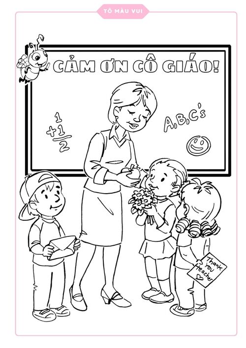 Tranh 20/11 cho bé tập tô và học về lòng biết ơn