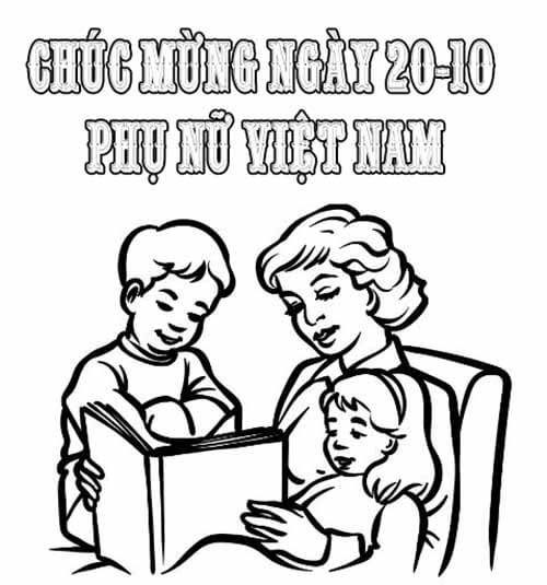Tranh tô màu ngày 20/10 đẹp, dễ thương cho bé