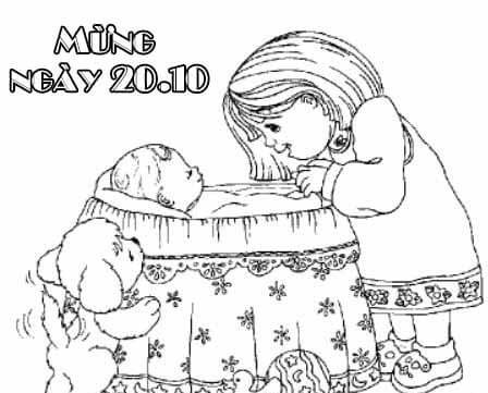 Tranh 20/10 cho bé mầm non tập tô và sáng tạo