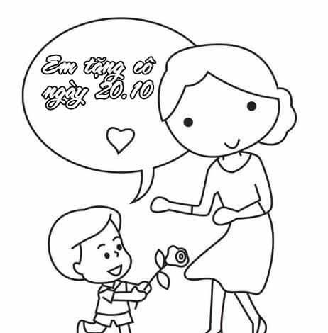 mẫu tranh tô màu 20/10 đẹp nhất