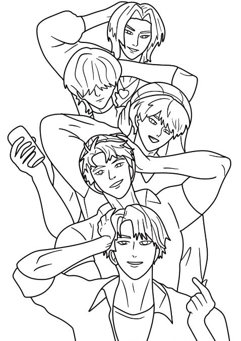 Tranh tô màu thợ săn quỷ Kpop phong cách idol