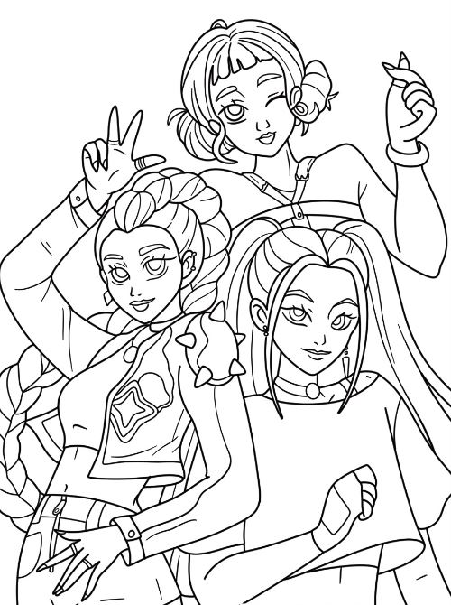 Tranh tô màu thợ săn quỷ Kpop giúp bé thư giãn