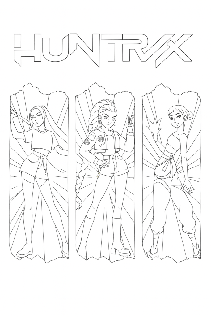 Tranh tô màu thợ săn quỷ phong cách Kpop mạnh mẽ