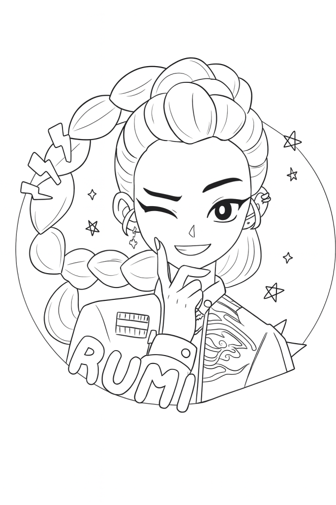 Tranh tô màu Kpop Demon Hunters cho bé học phối màu