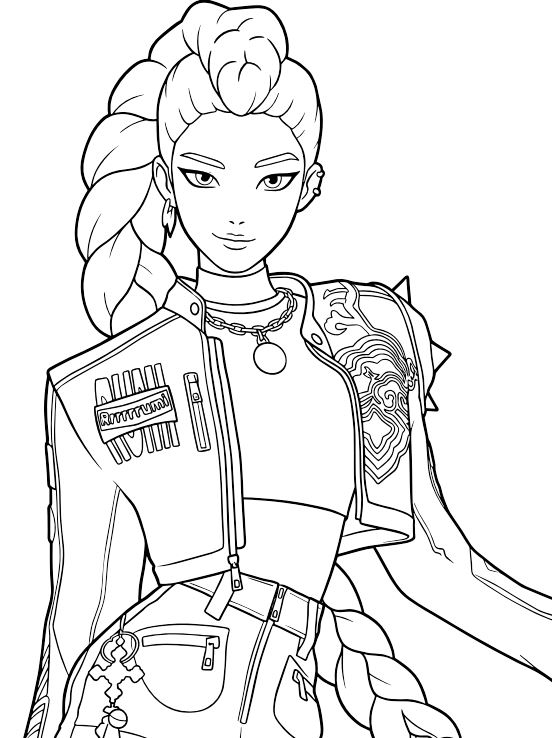 Tranh tô màu thợ săn quỷ Kpop không nền, dễ in