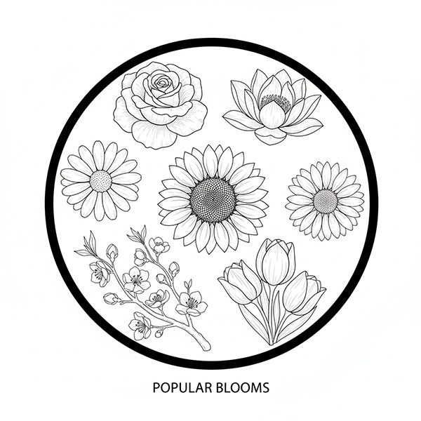 các loài hoa phổ biến trong tranh tô màu