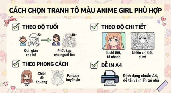 cách chọn tranh tô màu anime girl