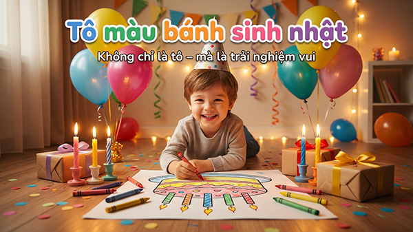 gợi ý cách tô màu bánh sinh nhật