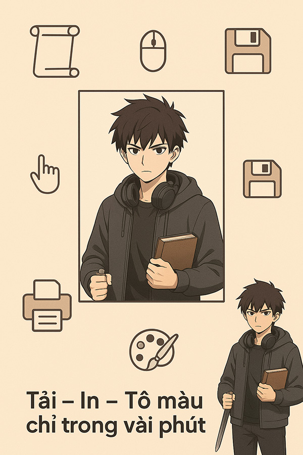 hướng dẫn tải tranh tô màu anime boy