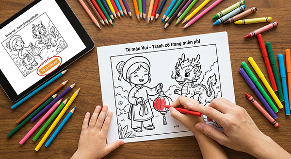 tải trang tô màu cổ trang miễn phí