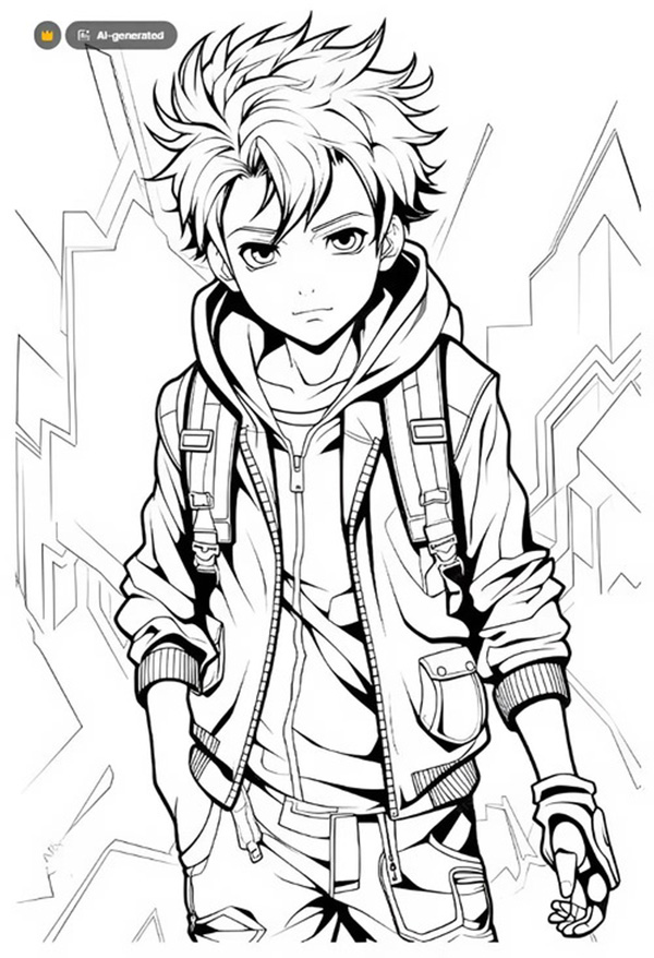 tranh tô màu anime boy 10