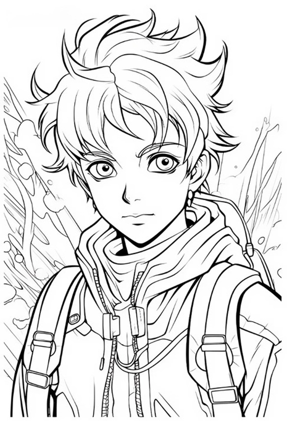 tranh tô màu anime boy 11
