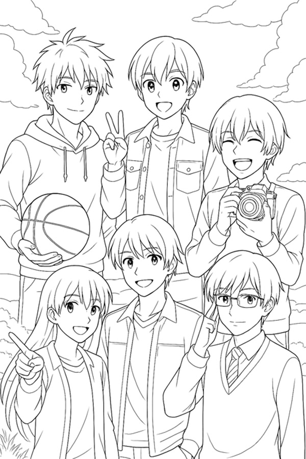 tranh tô màu anime boy 15