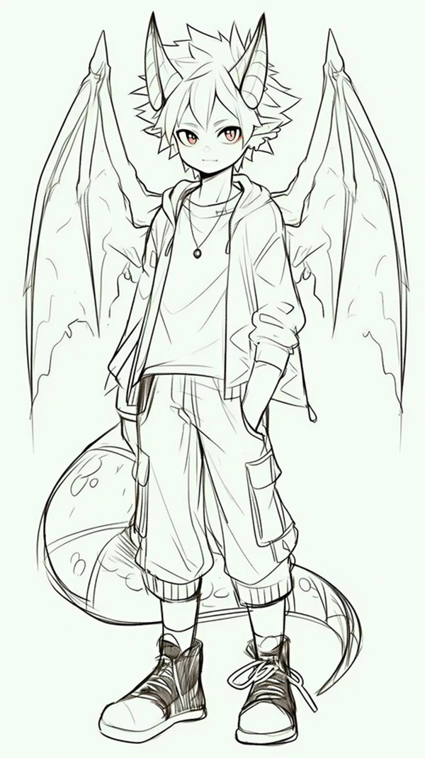 tranh tô màu anime boy 2