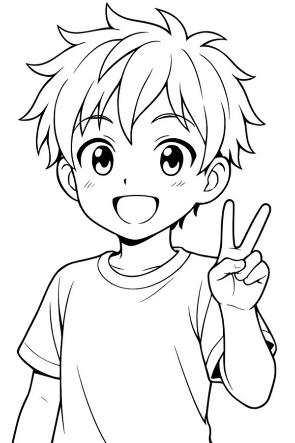 tranh tô màu anime boy 3