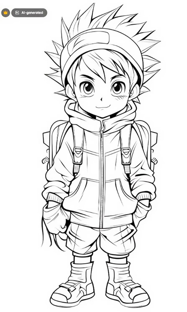 tranh tô màu anime boy 6