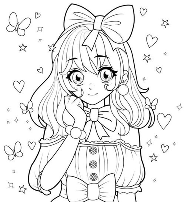 tranh tô màu anime girl đẹp 10