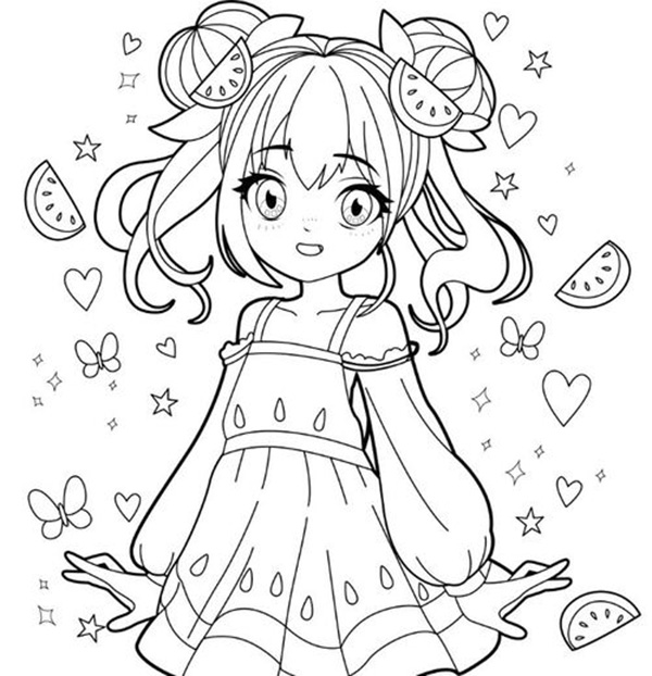 tranh tô màu anime girl đẹp 11