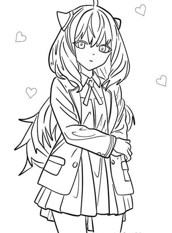 tranh tô màu anime girl đẹp 13